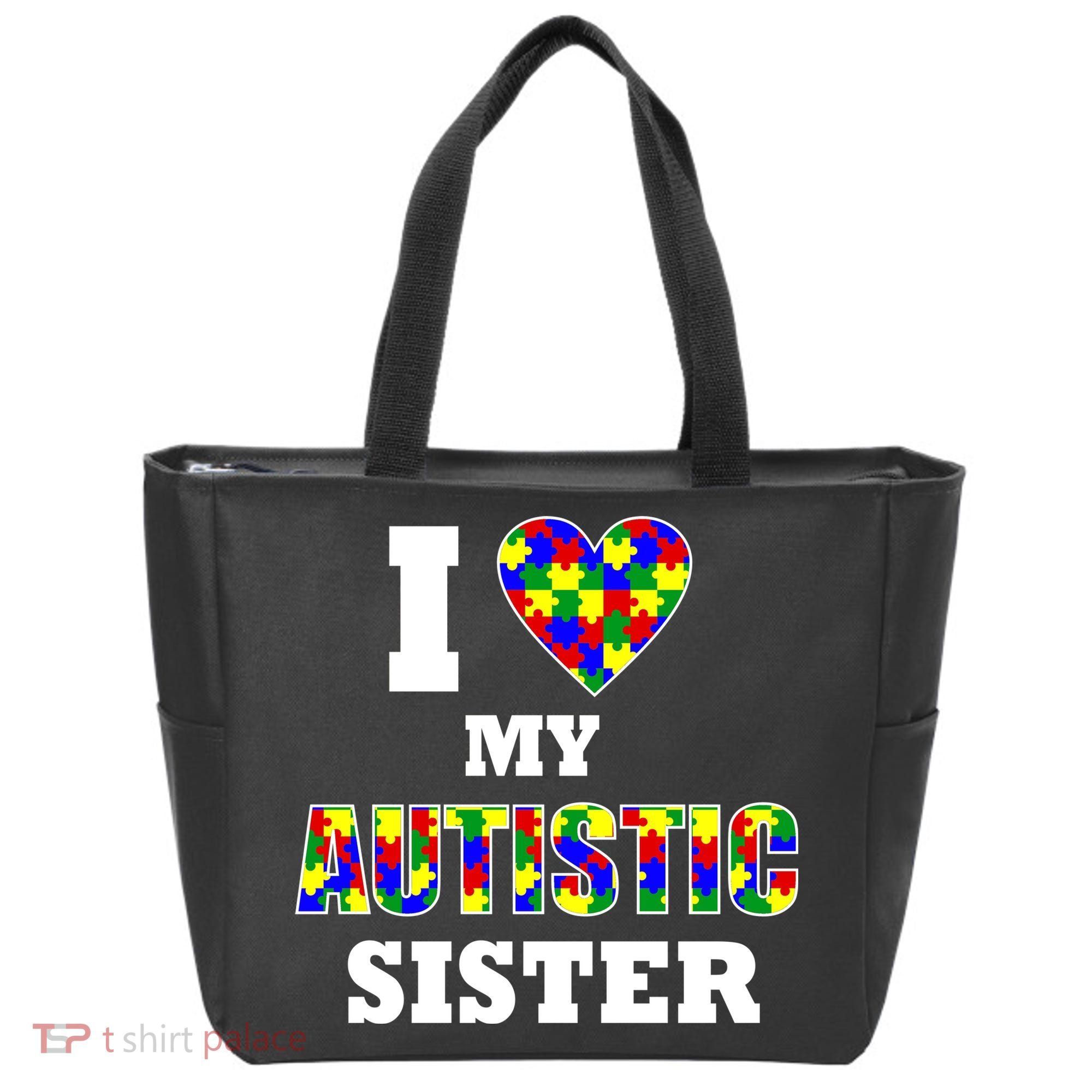 I Love My Autistic Sister Autism Tote Bag