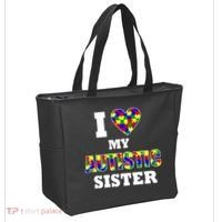 I Love My Autistic Sister Autism Tote Bag thumb 2