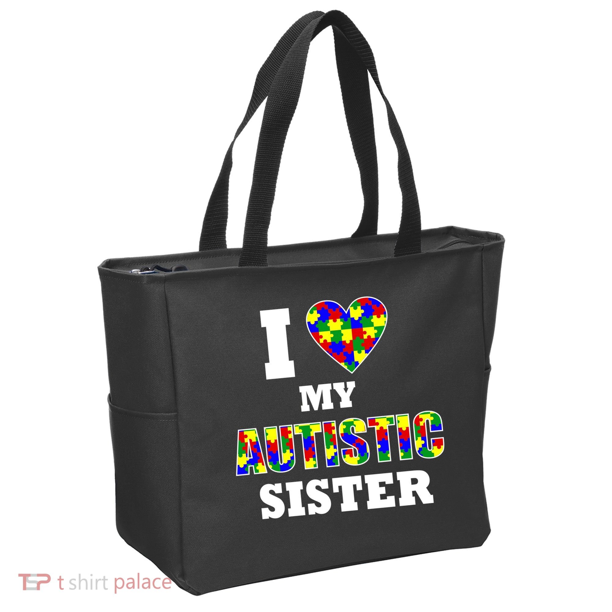 I Love My Autistic Sister Autism Tote Bag