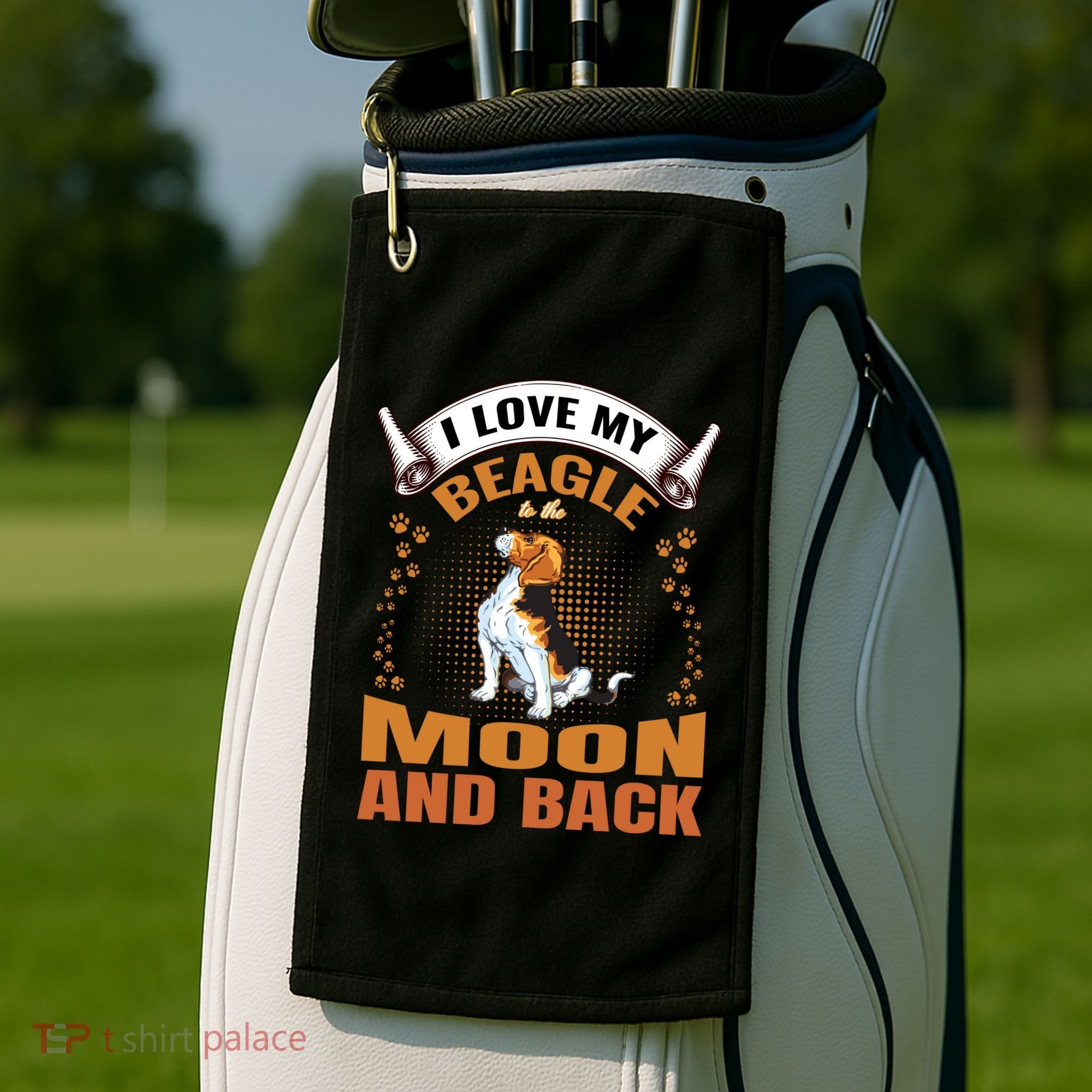 I Love My Beagle To The Moon and Back Golf Towel