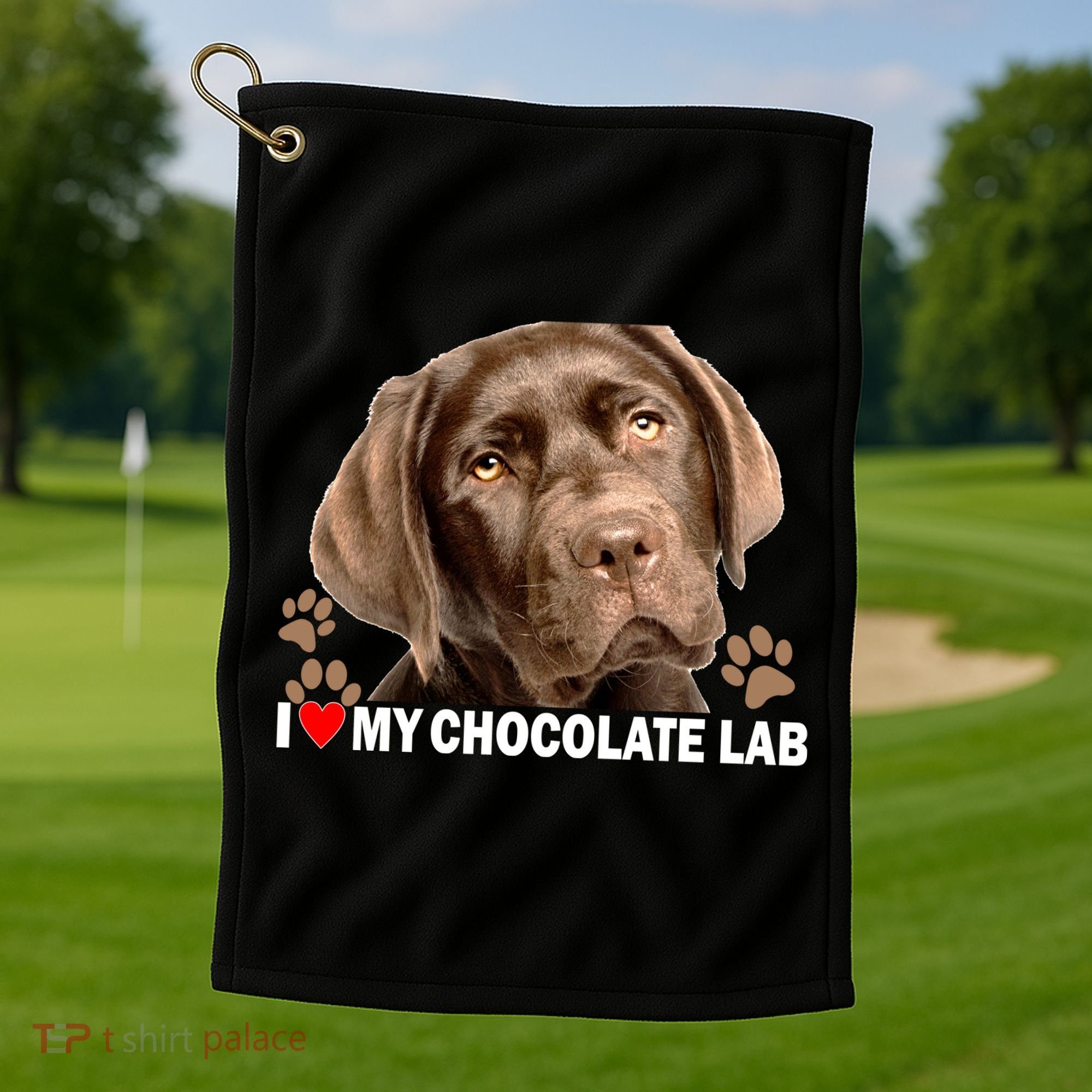I Love My Chocolate Lab Golf Towel