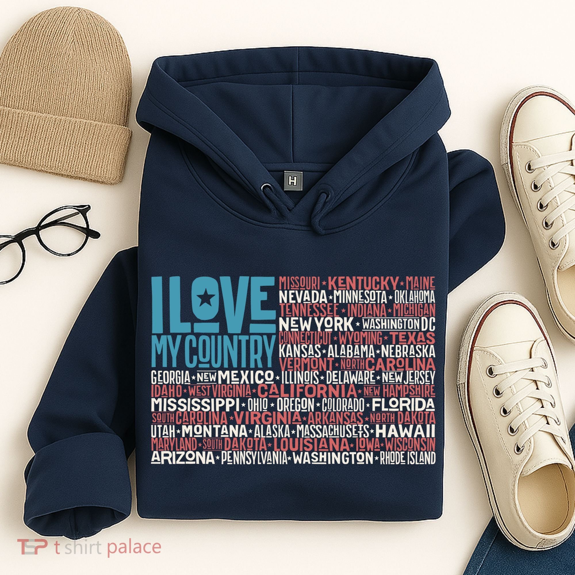 I Love My Country USA State Flag Hoodie