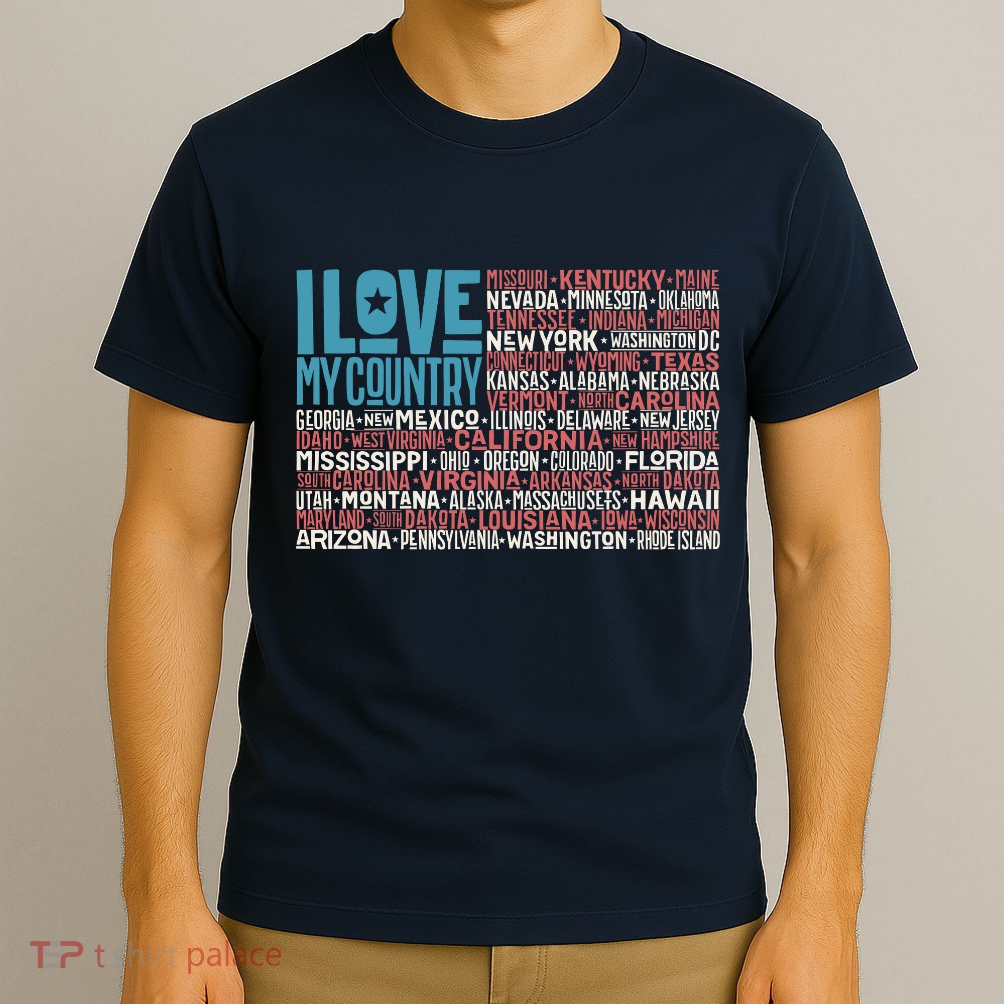I Love My Country USA State Flag T-Shirt