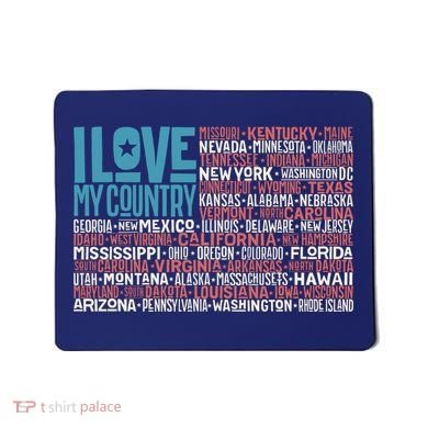 I Love My Country USA State Flag Mousepad