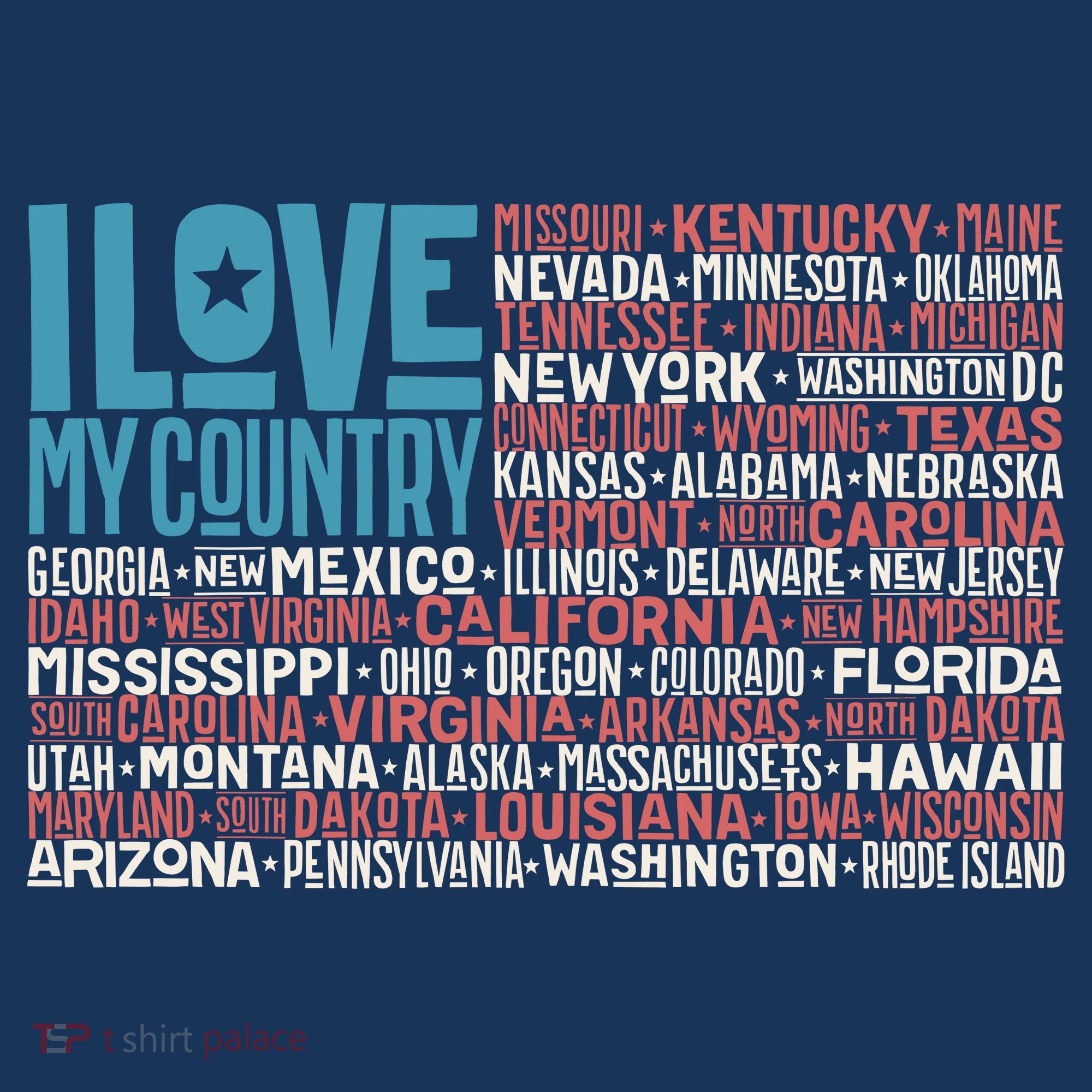 I Love My Country USA State Flag Mousepad