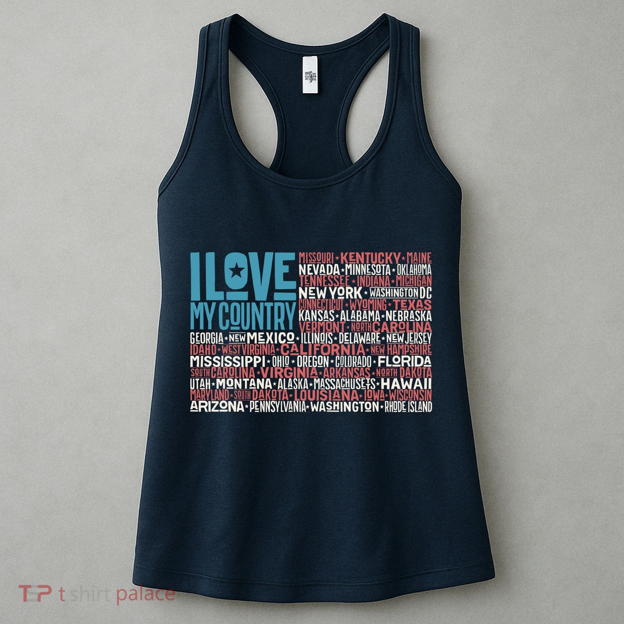 I Love My Country USA State Flag Women's Tank Top