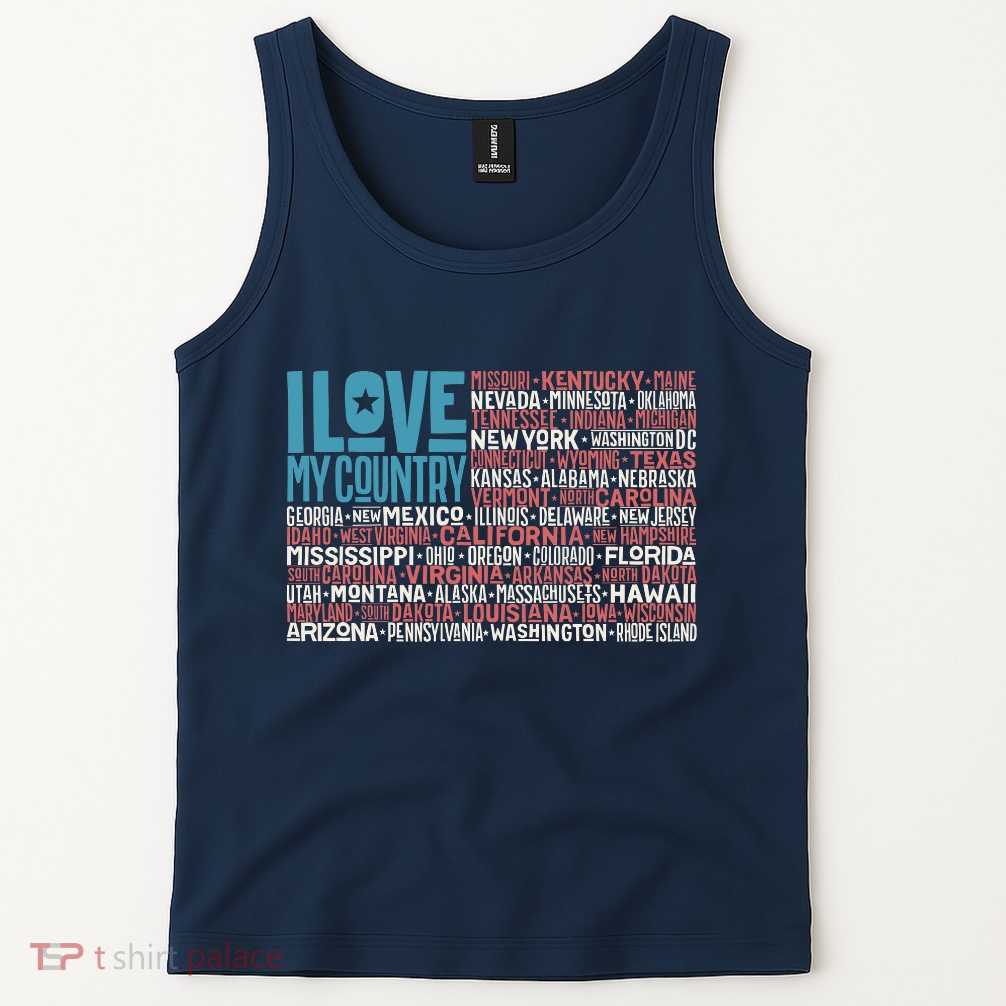 I Love My Country USA State Flag Tank Top