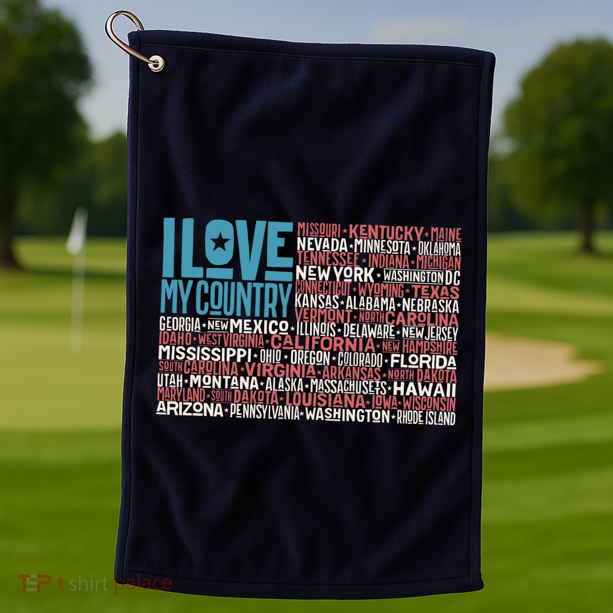 I Love My Country USA State Flag Golf Towel