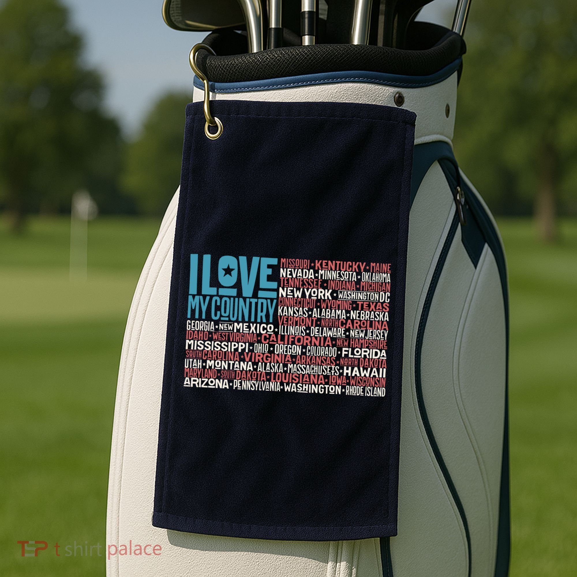 I Love My Country USA State Flag Golf Towel