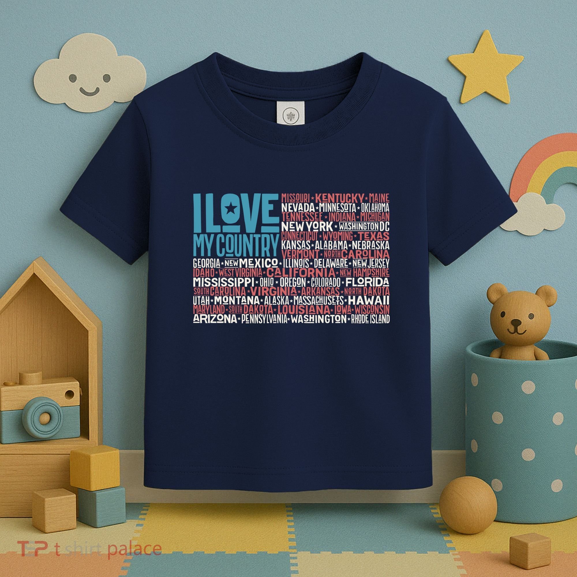 I Love My Country USA State Flag Toddler T-Shirt