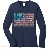 I Love My Country USA State Flag Women's Long Sleeve Shirt thumb 0