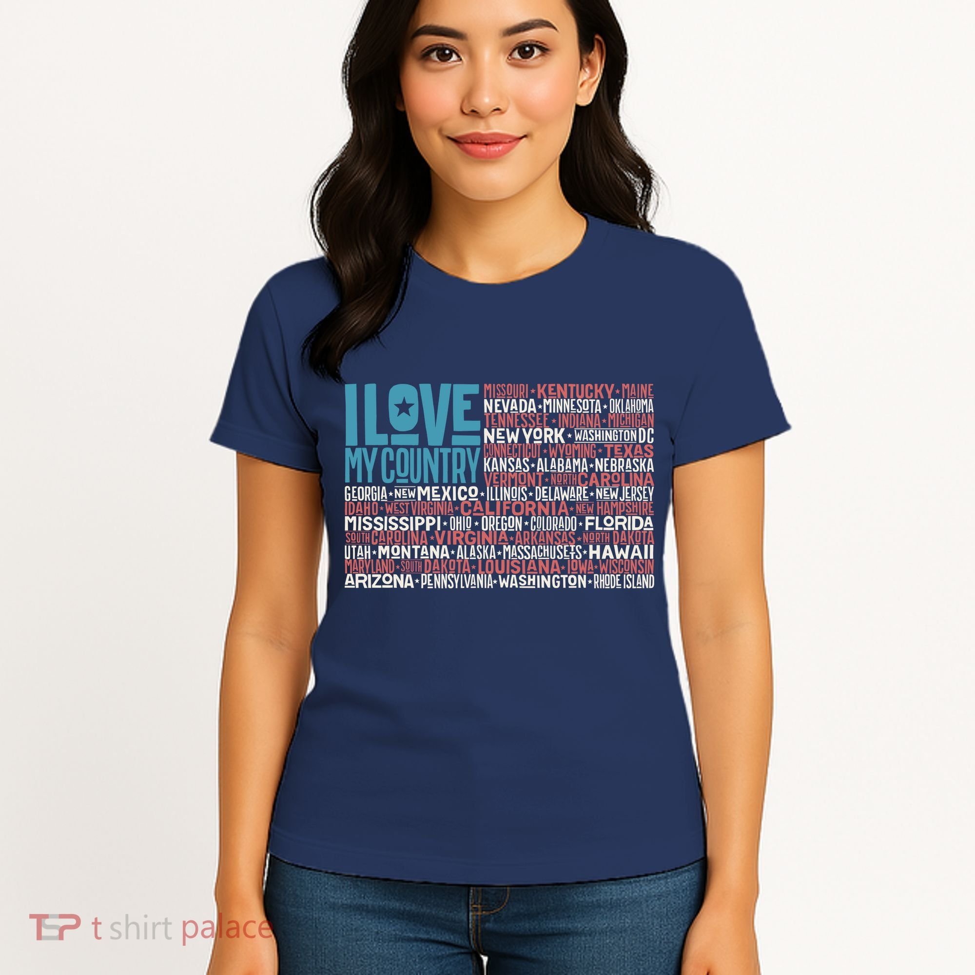I Love My Country USA State Flag Women's T-Shirt