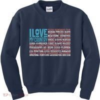 I Love My Country USA State Flag Kids Sweatshirt thumb 0
