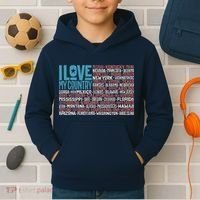 I Love My Country USA State Flag Kids Hoodie thumb 2