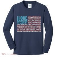 I Love My Country USA State Flag Kids Long Sleeve Shirt thumb 0