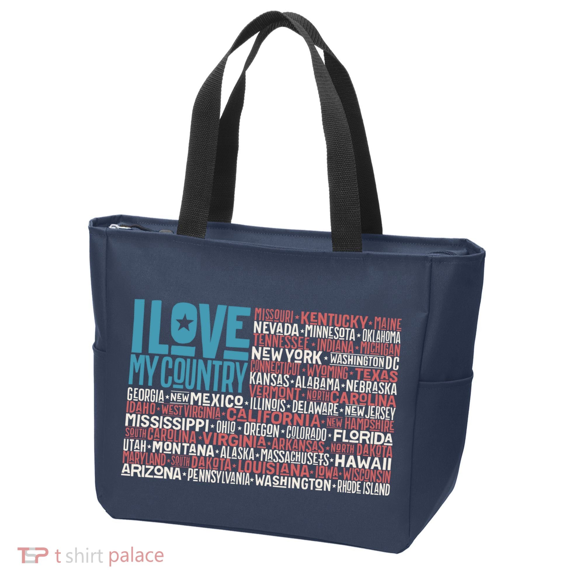 I Love My Country USA State Flag Tote Bag