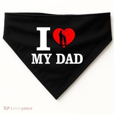 I Love My Dad Heart USA-Made Doggie Bandana