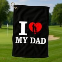 I Love My Dad Heart Golf Towel thumb 1