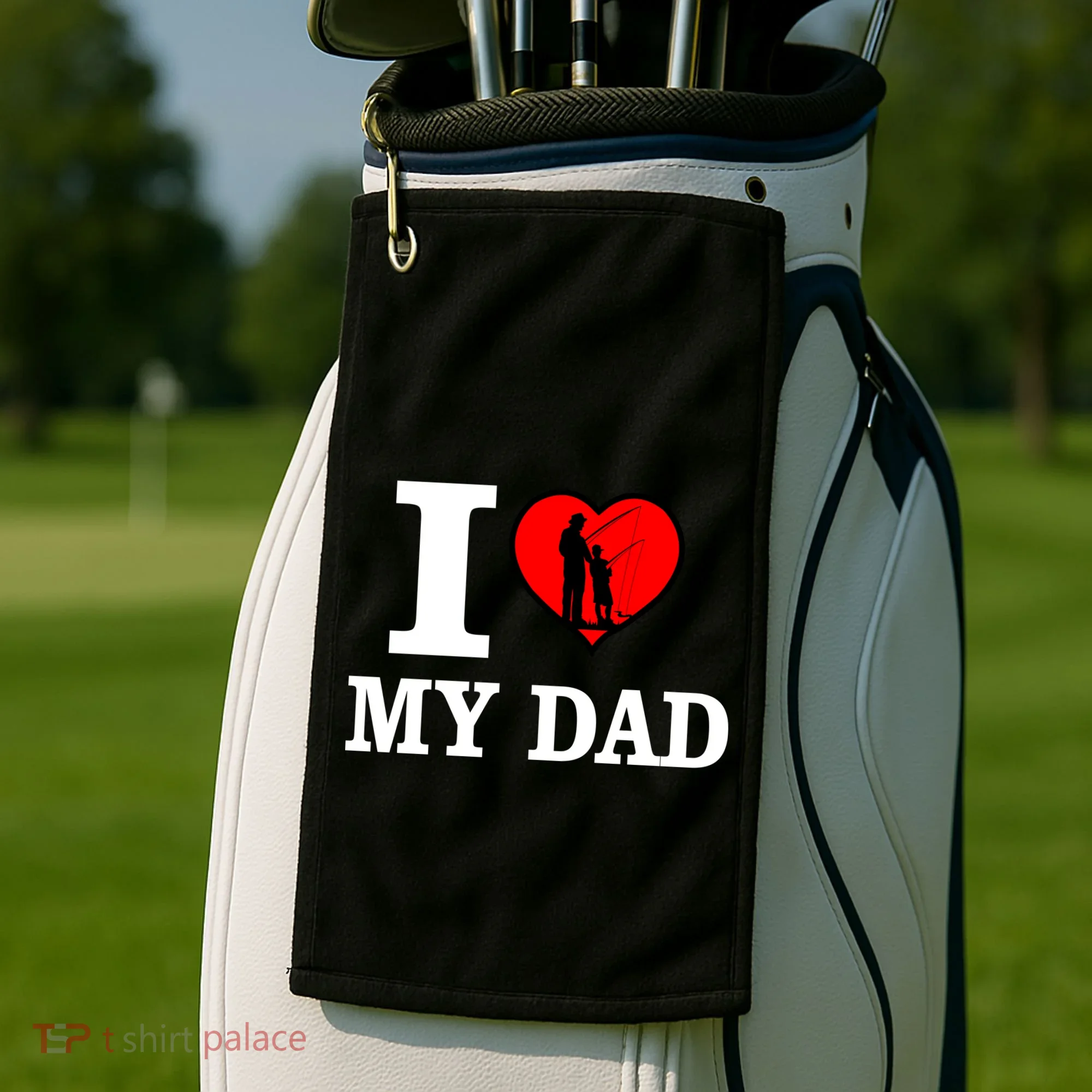 I Love My Dad Heart Golf Towel