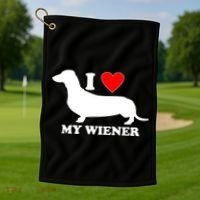 I Love My Wiener Golf Towel thumb 1
