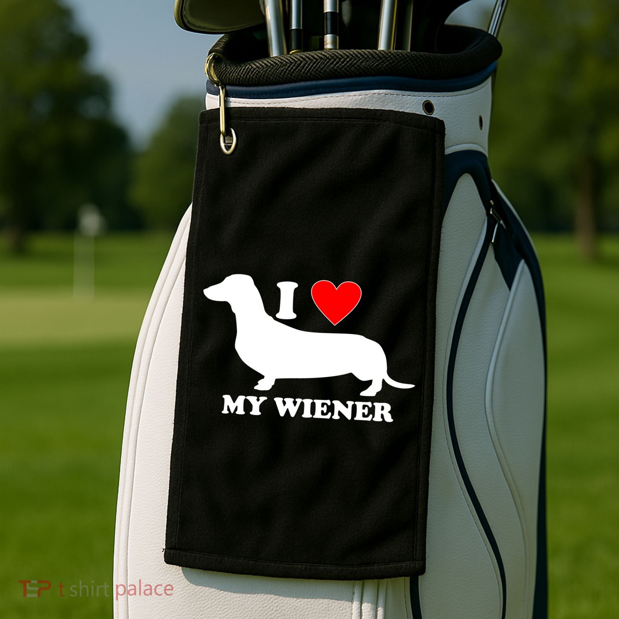 I Love My Wiener Golf Towel