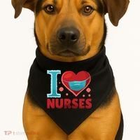 I Love Nurses USA-Made Doggie Bandana thumb 1