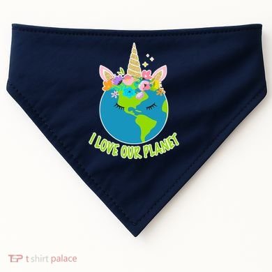 I Love Our Planet Earth Day Love USA-Made Doggie Bandana