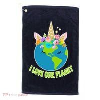 I Love Our Planet Earth Day Love Golf Towel thumb 0