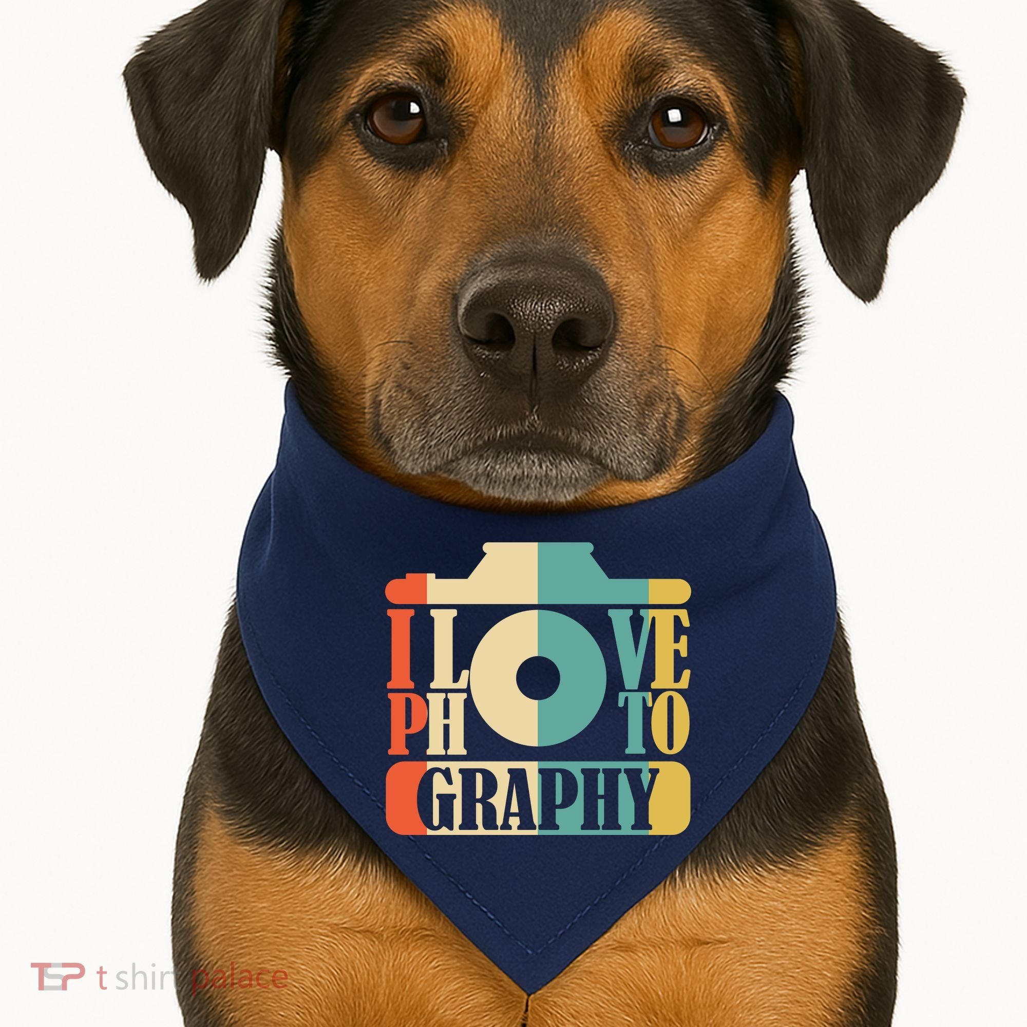 I Love Photography Camera USA-Made Doggie Bandana