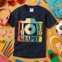 I Love Photography Camera Kids T-Shirt thumb 3