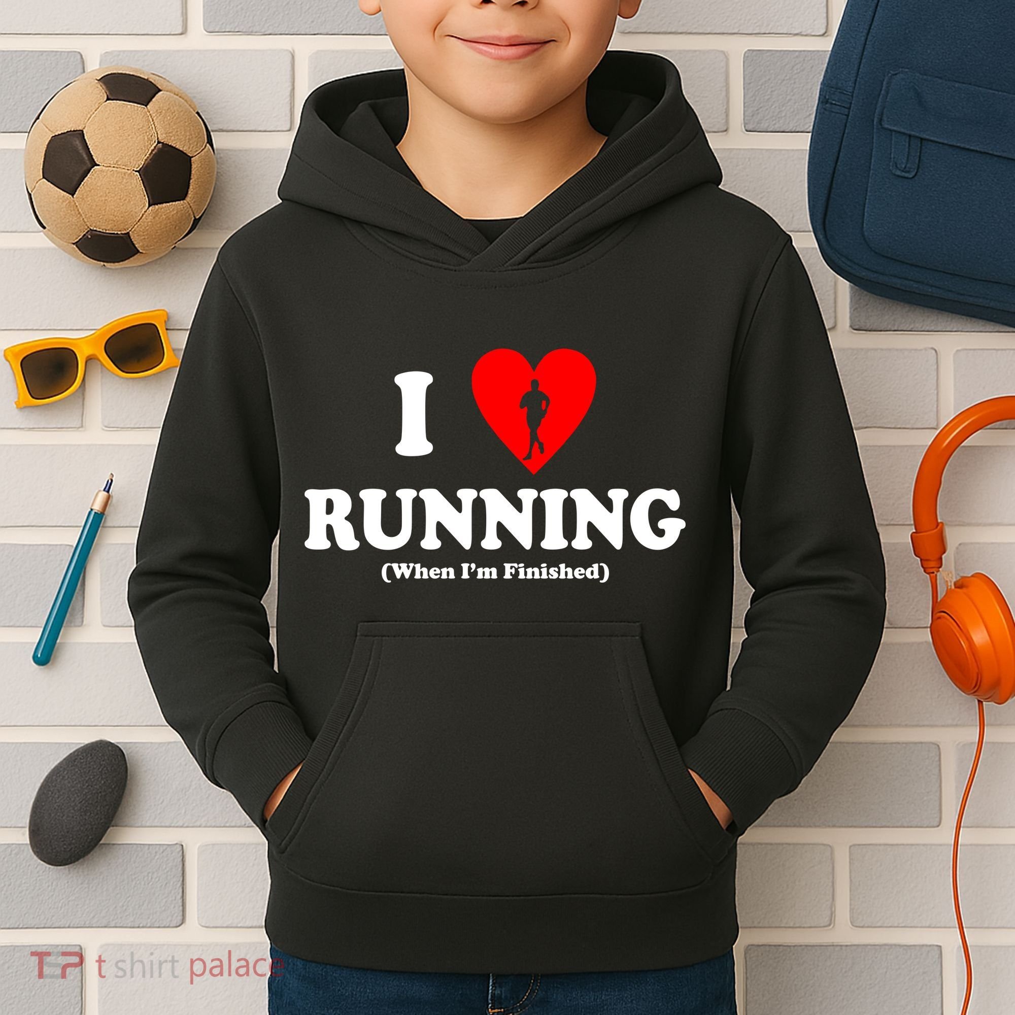 I Love Running When I'm Finished Kids Hoodie