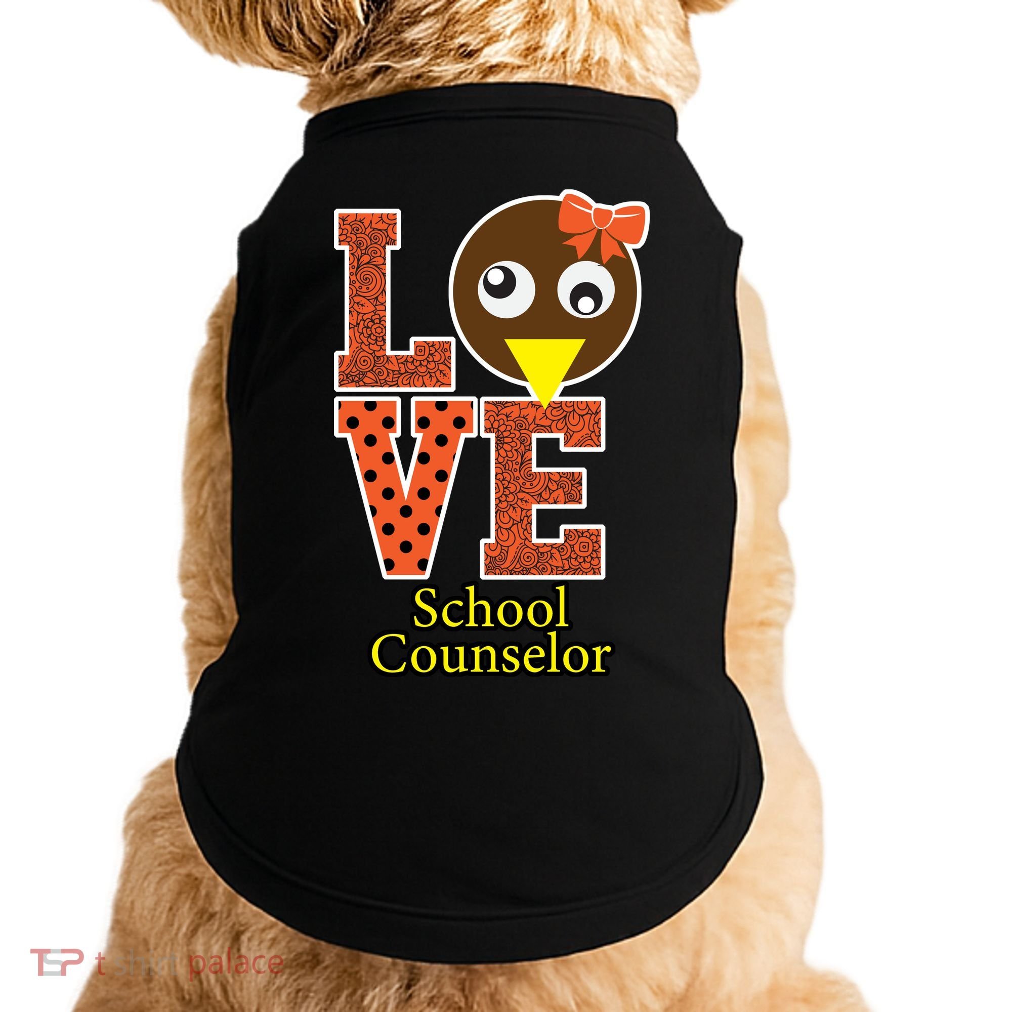 I Love School Counselor Turkeys Thanksgiving Doggie Tank