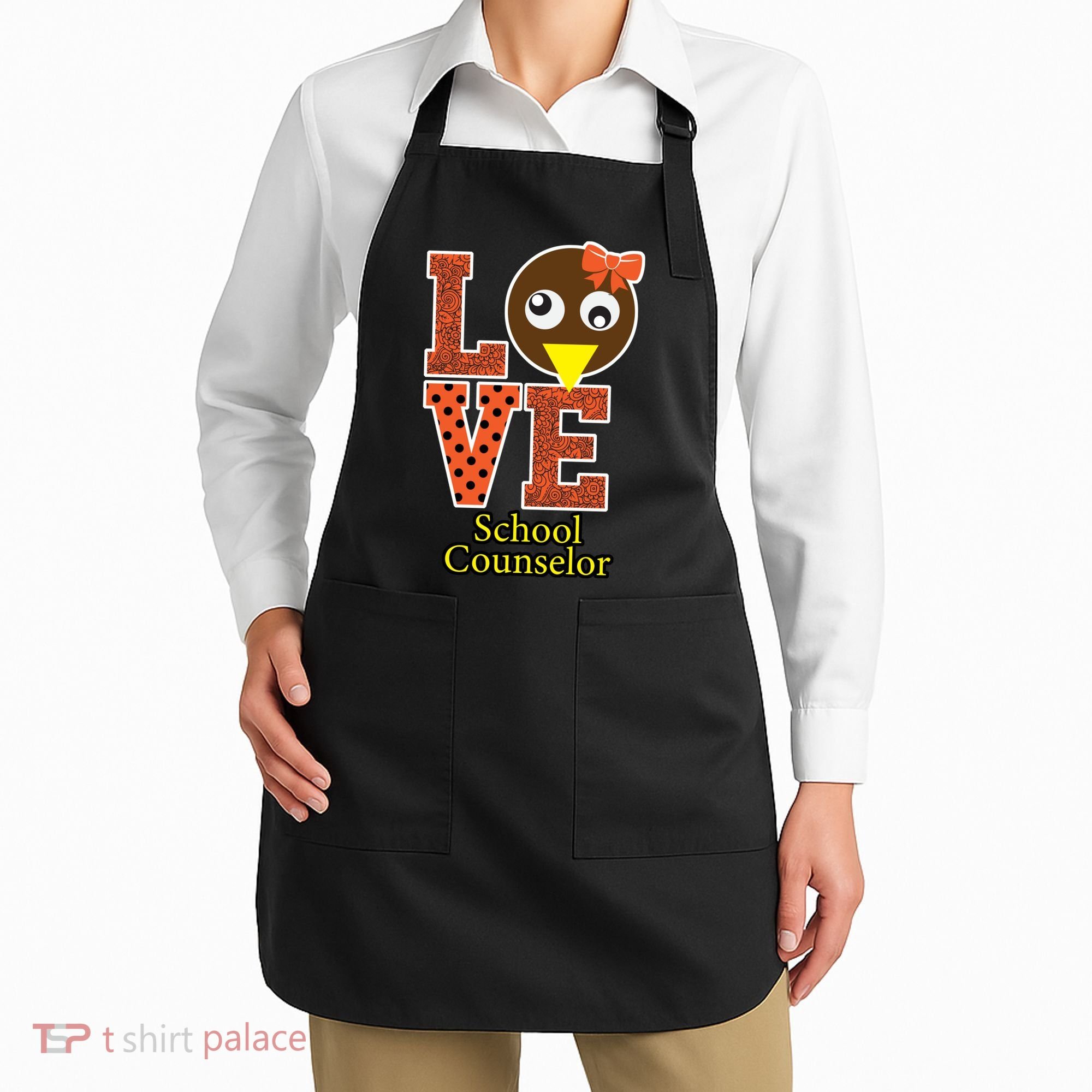 I Love School Counselor Turkeys Thanksgiving Apron