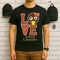 I Love School Counselor Turkeys Thanksgiving T-Shirt thumb 6