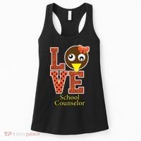 I Love School Counselor Turkeys Thanksgiving Women's Tank Top thumb 0