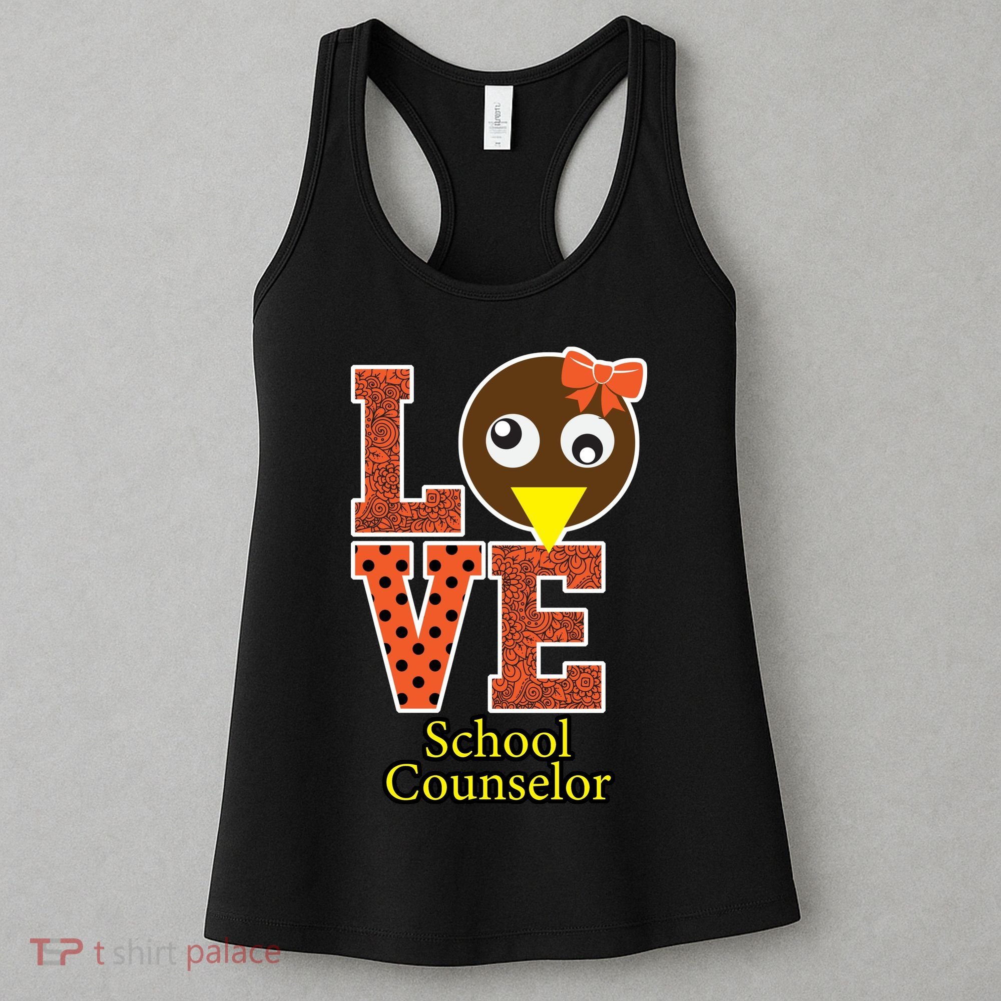 I Love School Counselor Turkeys Thanksgiving Women's Tank Top