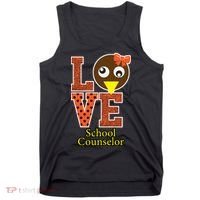 I Love School Counselor Turkeys Thanksgiving Tank Top thumb 0
