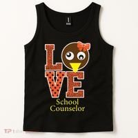 I Love School Counselor Turkeys Thanksgiving Tank Top thumb 2