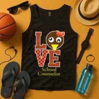 I Love School Counselor Turkeys Thanksgiving Tank Top thumb 4