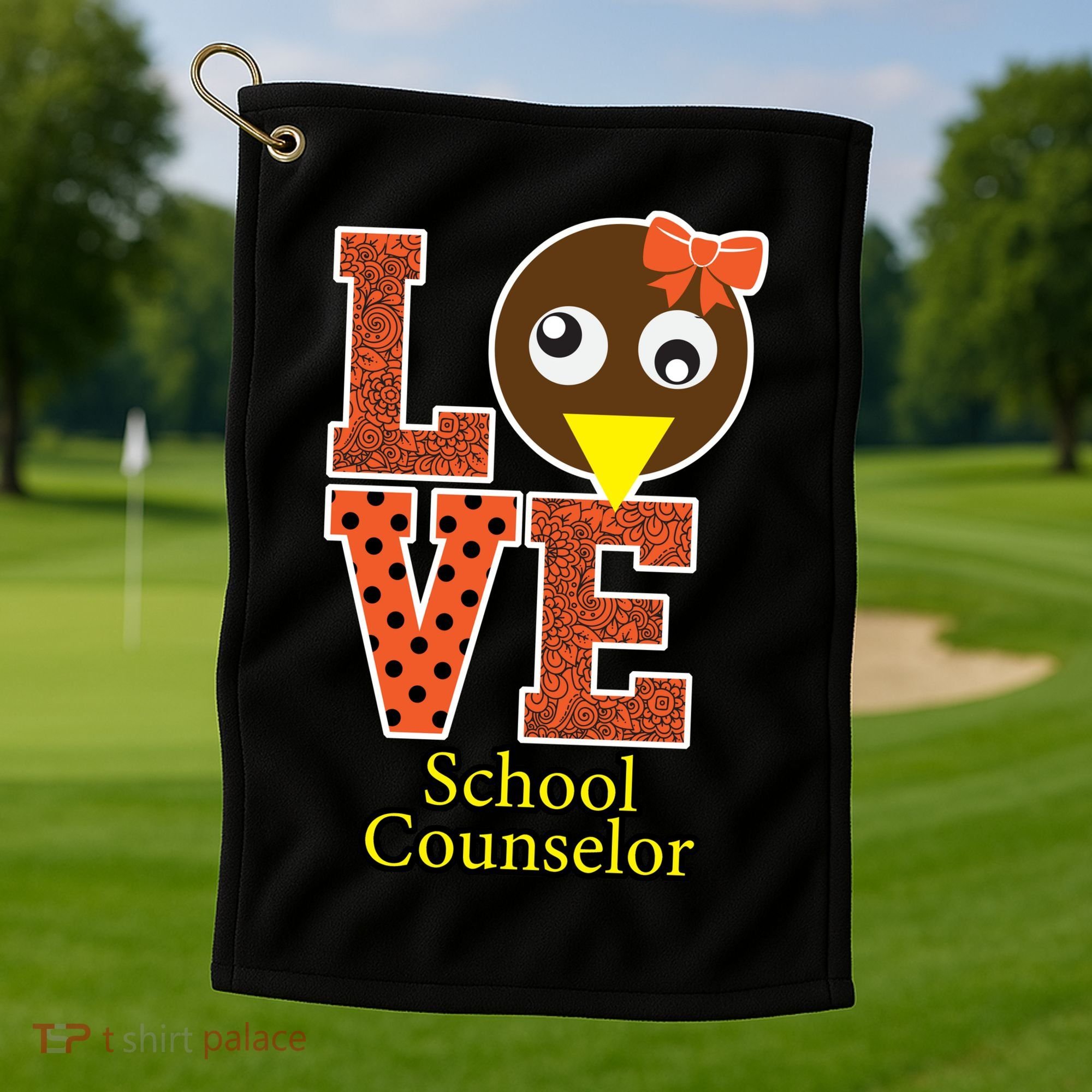 I Love School Counselor Turkeys Thanksgiving Golf Towel