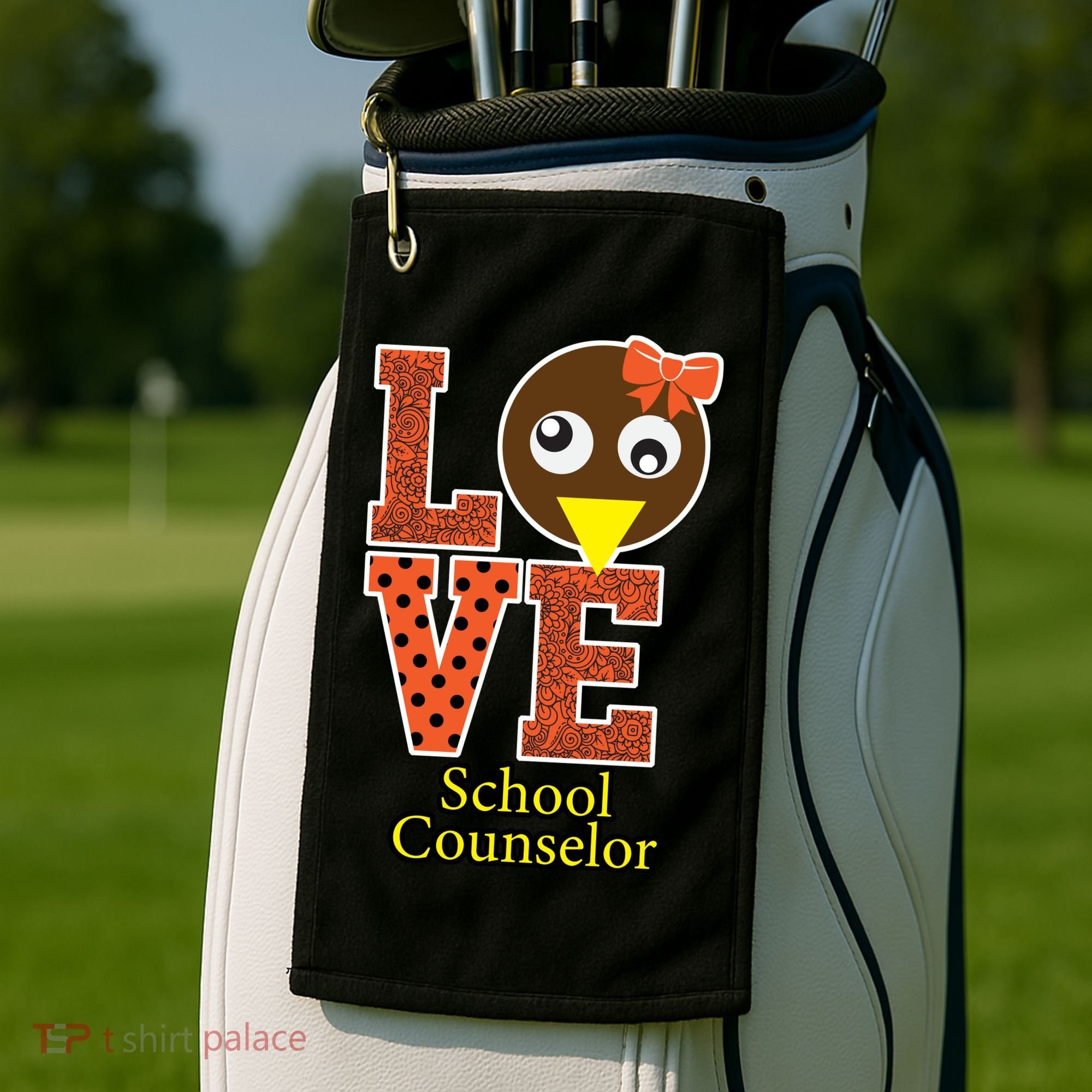 I Love School Counselor Turkeys Thanksgiving Golf Towel