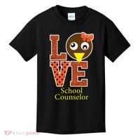 I Love School Counselor Turkeys Thanksgiving Kids T-Shirt thumb 0