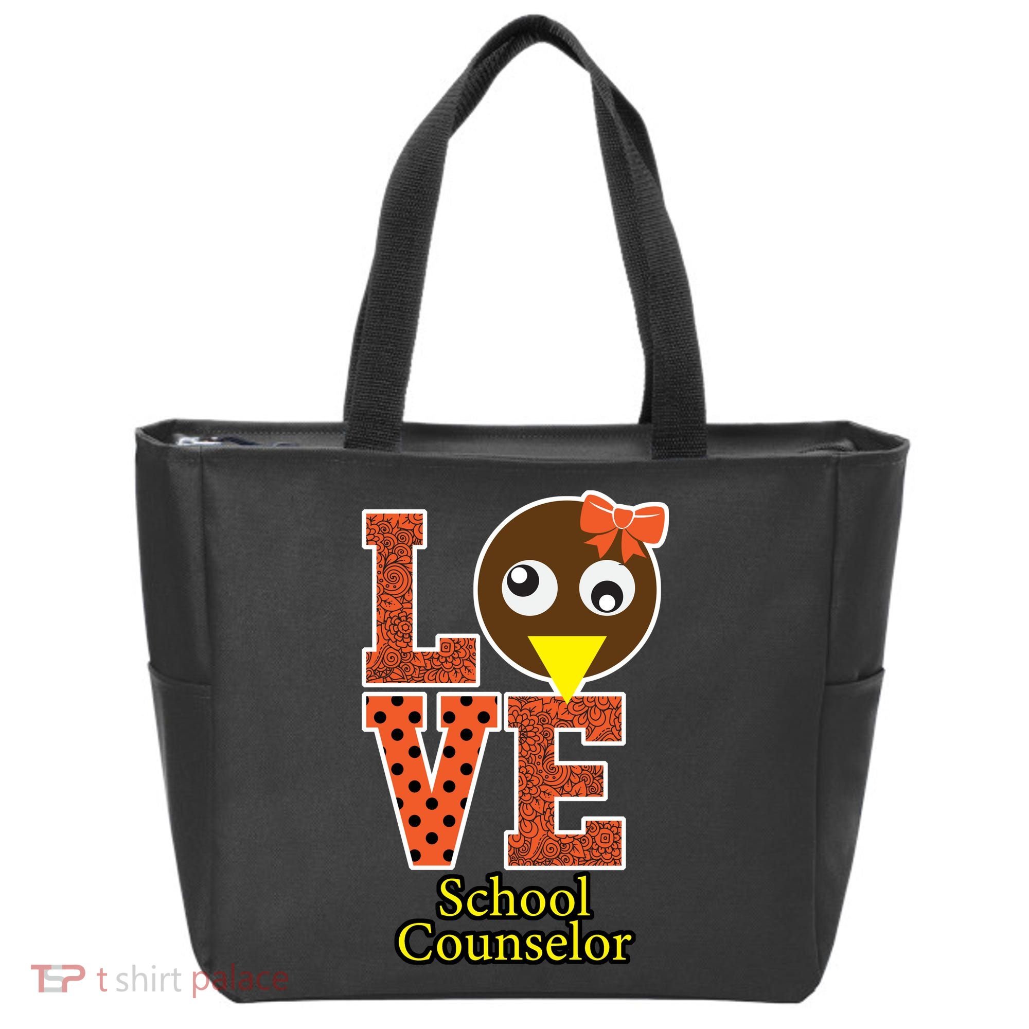 I Love School Counselor Turkeys Thanksgiving Tote Bag