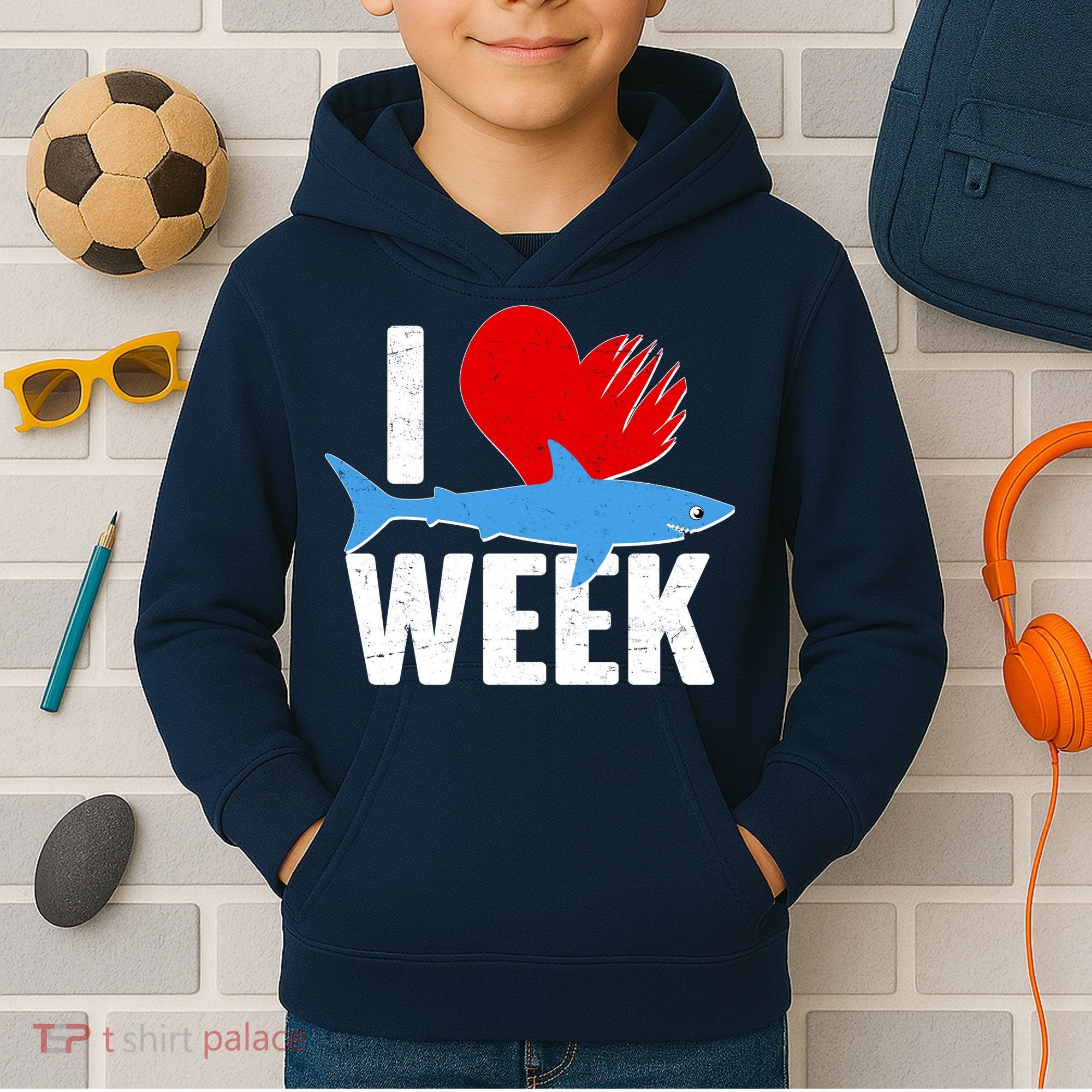 I Love Shark Week Kids Hoodie