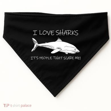I Love Sharks It's People That Scare Me USA-Made Doggie Bandana