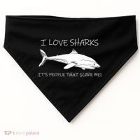 I Love Sharks It's People That Scare Me USA-Made Doggie Bandana thumb 0