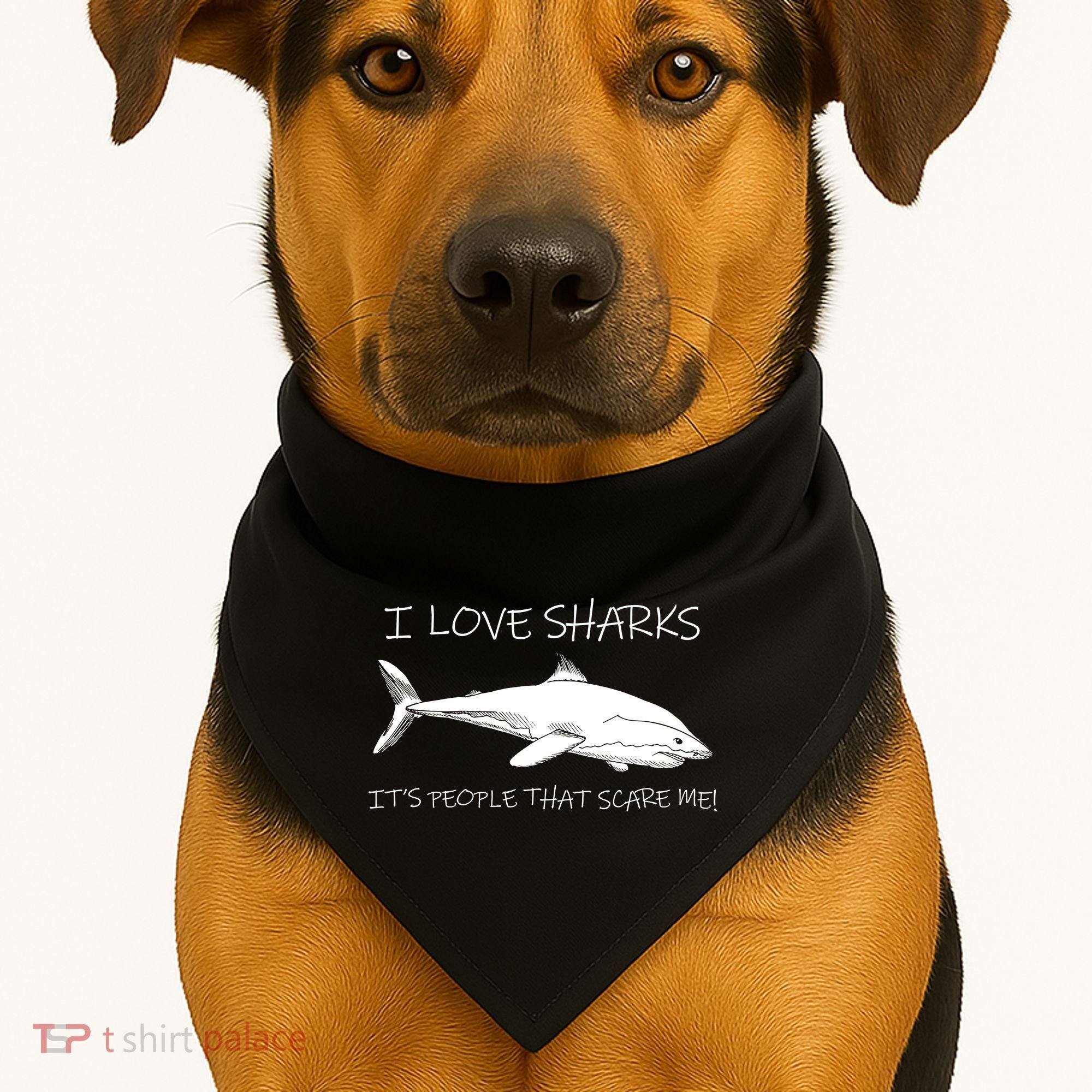 I Love Sharks It's People That Scare Me USA-Made Doggie Bandana