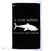 I Love Sharks It's People That Scare Me Golf Towel thumb 0