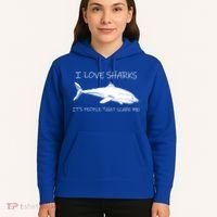 I Love Sharks It's People That Scare Me Hoodie thumb 5
