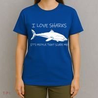 I Love Sharks It's People That Scare Me T-Shirt thumb 4